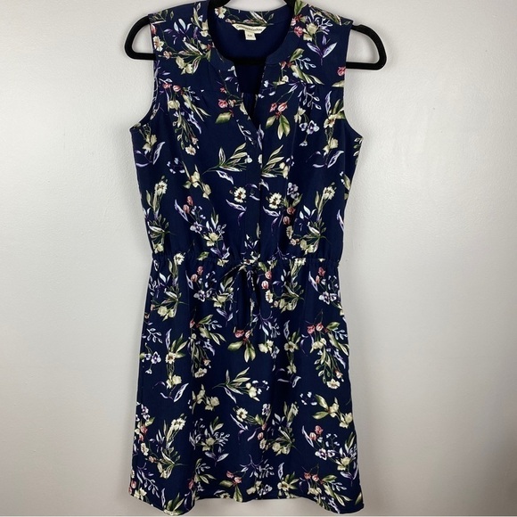 CATHERINE Malandrino Navy Blue Floral Sleeveless Dress Small - Picture 3 of 13